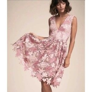 Dress The Population Women Rita Plunge Neck Lace Eyelet Pink Dress Size X-Large